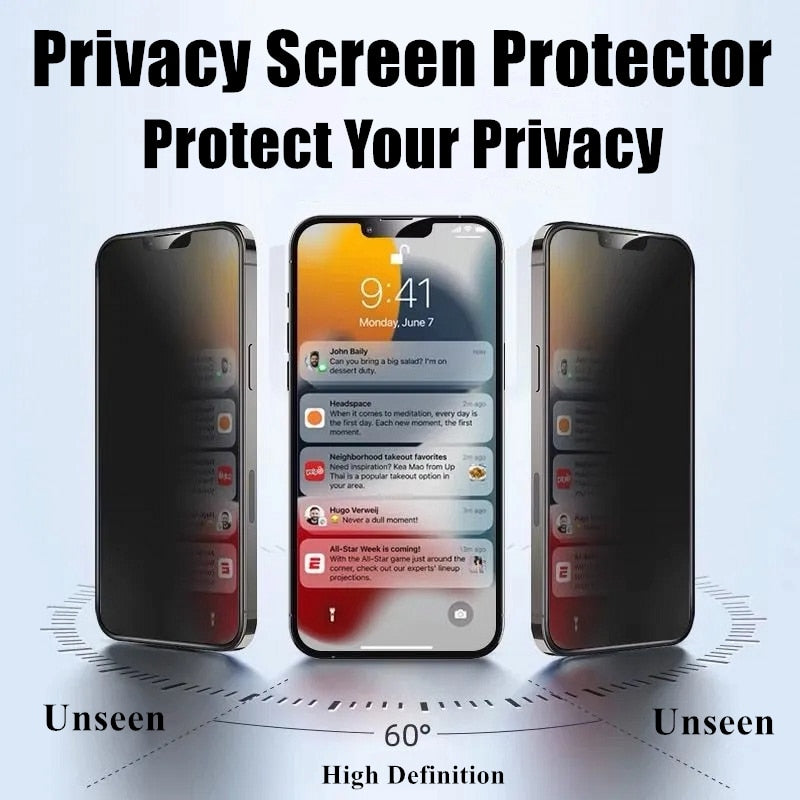 3PCS Privacy Screen Protector For iPhone 14 PRO MAX Anti-Spy Glass For iPhone 13 12 11 XS Max XR 7 8 Plus SE 2022 Tempered Glass